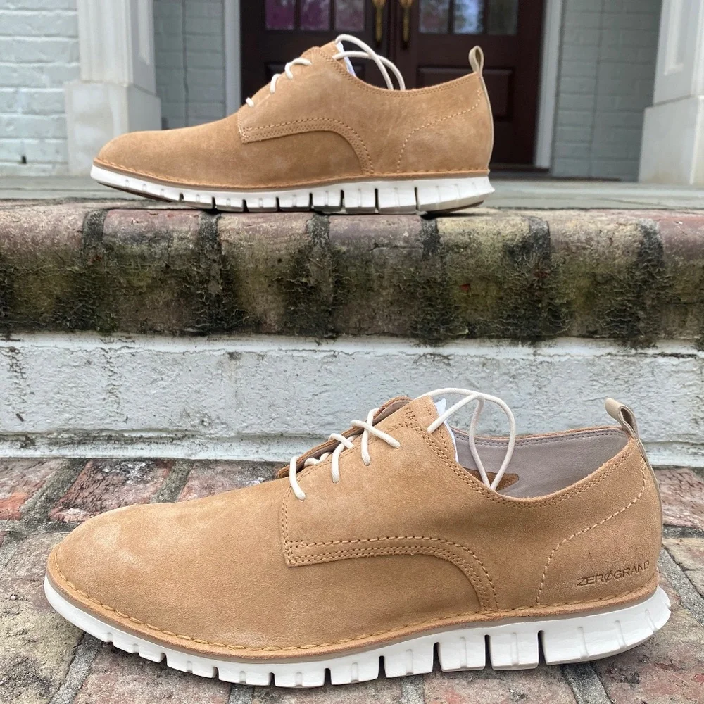 Cole Haan Zerogrand Stitchout Oxford shoes beige ivory suede 11M